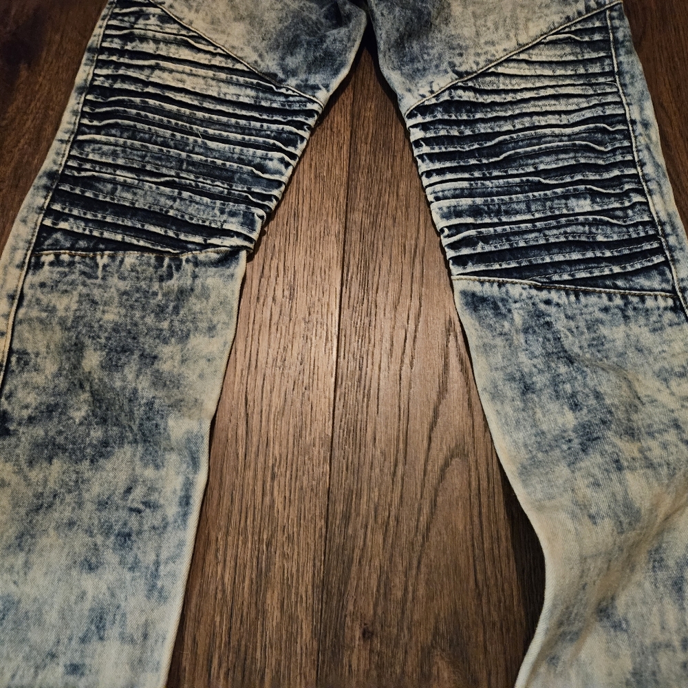 Trill Nation Skinny Jeans Ribbed Acid Wash Zipper Swag Men's Size 34W See Pics. - Picture 14 of 14